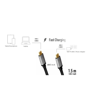 Logilink | USB 2.0 Type-C | C/M to C/M, PD3, alu | CUA0106 USB 2.0 Type-C cable | USB-C (male) | USB-C (male)