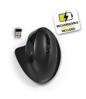 PORT CONNECT | Right handed | Rechargeable Ergonomic Mouse | Wireless | Black | 2 year(s)