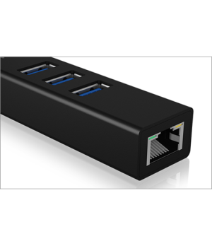 Raidsonic | 4 Port Hub with USB 3.0 Type-A, Type-C, Gigabit LAN | Icy Box IB-HUB1419-LAN