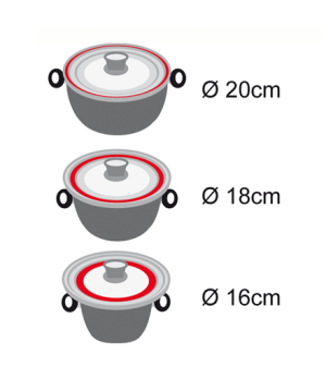 Stoneline | 13406 | Universal glass lid | Lid | Diameter 16/18/20  cm | Transparent