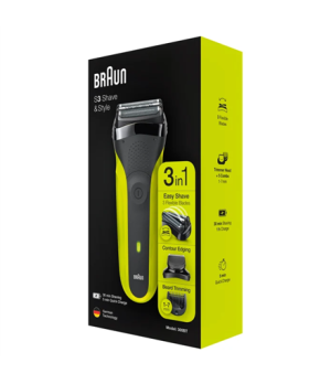 Braun Shaver 300BT Shave&Style Operating time (max) 30 min Black/Green