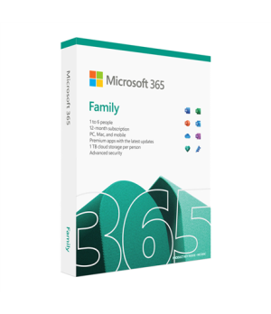 Microsoft | M365 Family | 6GQ-01556 | FPP | 1-6 PCs/Macs user(s) | License term 1 year(s) | English | Medialess, P8