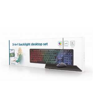 Gembird | 3-in-1 Backlight Desktop Set | KBS-UML-01 | Keyboard, Mouse and Pad Set | Wired | Mouse included | US | Black | g