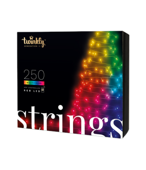 Twinkly strings 250L 4,3mm RGB | Twinkly | Strings Smart LED Lights 250 RGB (Multicolor), 20m, Black wire | RGB – 16M+ colors
