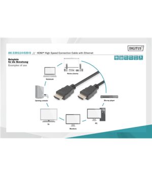 Digitus | HDMI High Speed with Ethernet Connection Cable | Black | HDMI male (type A) | HDMI male (type A) | HDMI to HDMI | 2 m