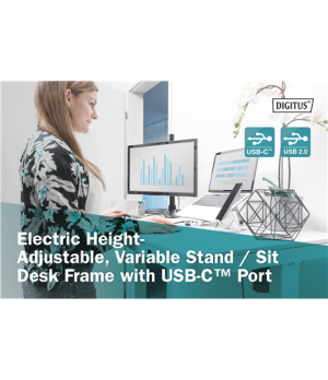 Electric Height Adjustable Desk | 72 - 121 cm | Maximum load weight 50 kg | Metal | White