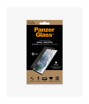 PanzerGlass | Samsung | Galaxy S22 Ultra | Tempered glass | Black | Case friendly. Compatible with ultrasonic fingerprint sensor