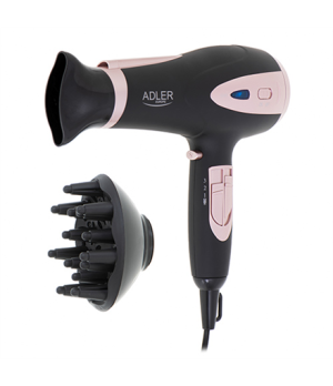 Adler | Hair Dryer | AD 2248b ION | 2200 W | Number of temperature settings 3 | Ionic function | Diffuser nozzle | Black/Pink