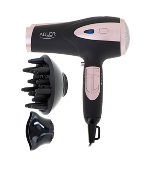 Adler | Hair Dryer | AD 2248b ION | 2200 W | Number of temperature settings 3 | Ionic function | Diffuser nozzle | Black/Pink