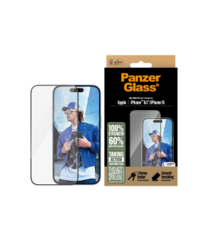 PanzerGlass Screen protector | Apple | iPhone 16/iPhone 15 | Glass | Transparent | Ultra-Wide Fit