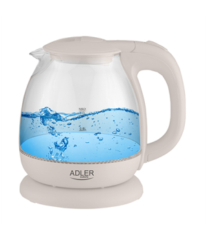 Adler | Kettle | AD 1283C | Electric | 900 W | 1 L | Glass/Stainless steel | 360° rotational base | Cream