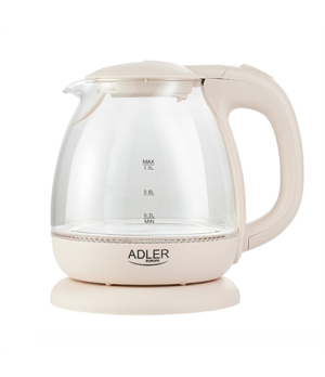 Adler | Kettle | AD 1283C | Electric | 900 W | 1 L | Glass/Stainless steel | 360° rotational base | Cream