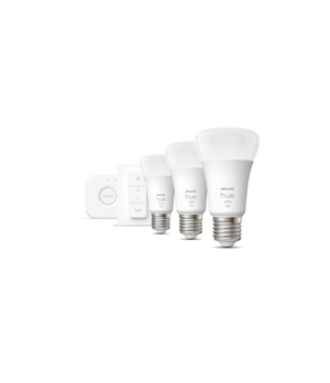 Hue W Starter Kit 9,5W A60 E27, 3pcs, Bridge, Switch | E27 | 9.5 W | Warm White 2700K | Bluetooth and Zigbee