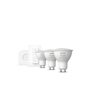 Hue WCA Starter Kit 4,3W GU10 3pcs, Bridge, Switch | GU10 | 4.3 W | RGBW 2000-6500K | Bluetooth and Zigbee