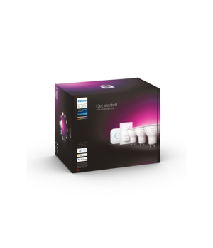 Hue WCA Starter Kit 4,3W GU10 3pcs, Bridge, Switch | GU10 | 4.3 W | RGBW 2000-6500K | Bluetooth and Zigbee