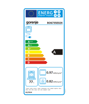 Gorenje | BO6735E02X | Oven | 77 L | Multifunctional | EcoClean | Mechanical control | Height 59.5 cm | Width 59.5 cm | Stainles