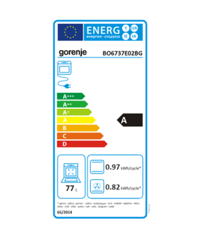 Gorenje | Oven | BO6737E02BG | 77 L | Multifunctional | EcoClean | Mechanical control | Convection | Height 59.5 cm | Width 59.5