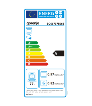 Gorenje | Oven | BOS6737E06B | 77 L | Multifunctional | EcoClean | Mechanical control | Steam function | Yes | Height 59.5 cm | 