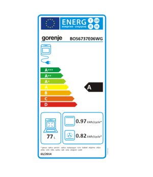 Gorenje | Oven | BOS6737E06WG | 77 L | Multifunctional | EcoClean | Mechanical control | Steam function | Height 59.5 cm | Width