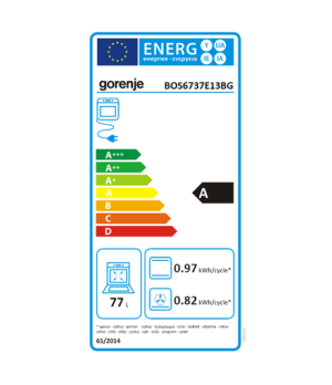 Gorenje | Oven | BOS6737E13BG | 77 L | Multifunctional | EcoClean | Mechanical control | Steam function | Convection | Height 59