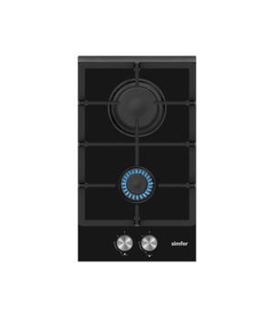 Simfer | Hob | H3.201.TGRSP | Gas on glass | Number of burners/cooking zones 2 | Rotary knobs | Black