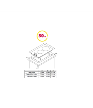 Simfer | Hob | H3.201.TGRSP | Gas on glass | Number of burners/cooking zones 2 | Rotary knobs | Black