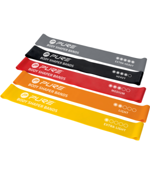 Pure2Improve | Resistance Bands Set of 5 | Black, Grey, Orange, Red, Yellow