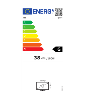 AOC | Monitor | Q32V4 | 31.5 " | IPS | QHD | 16:9 | 75 Hz | 4 ms | 2560 x 1440 | 250 cd/m² | Headphone out (3.5mm) | HDMI ports 