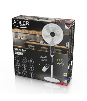 Adler | Fan | AD 7328 | Stand Fan | White | Diameter 40 cm | Number of speeds 3 | Oscillation | 120 W | Yes