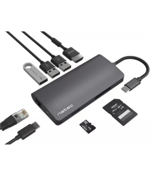 Natec Multi-Port Adapter, Fowler 2, USB-C, 3x USB 3.0, HDMI, RJ45, SD, Micro SD Natec Multi-Port Adapter Fowler 2 NMP-1773	 Warr