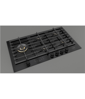 Fulgor | FCLH 905 G T WK BK | Hob | Gas on glass | Number of burners/cooking zones 5 | Touch | Timer | Black | Display