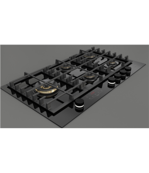 Fulgor | FCLH 905 G T WK BK | Hob | Gas on glass | Number of burners/cooking zones 5 | Touch | Timer | Black | Display