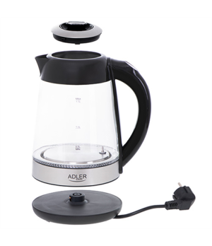 Adler | Kettle | AD 1285 | Electric | 2200 W | 1.7 L | Glass/Stainless steel | 360° rotational base | Grey