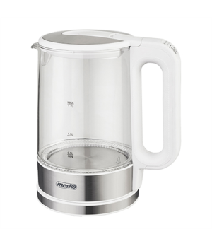 Mesko | Kettle | MS 1301w | Electric | 1850 W | 1.7 L | Glass/Stainless steel | 360° rotational base | White