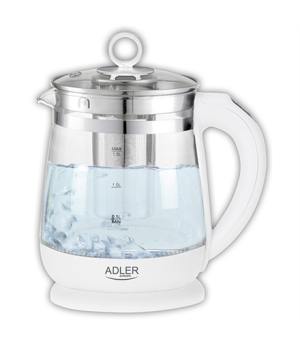 Adler | Kettle | AD 1299 | Electric | 2200 W | 1.5 L | Glass/Stainless steel | 360° rotational base | White