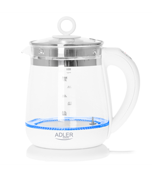 Adler | Kettle | AD 1299 | Electric | 2200 W | 1.5 L | Glass/Stainless steel | 360° rotational base | White