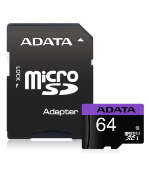 ADATA Memory card AUSDX64GUICL10-PA1 64 GB microSDHC Flash memory class UHS-I Class 10 Adapter