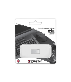 Kingston | USB 3.2 Flash Drive | DataTraveler micro | 64 GB | USB 3.2 | Silver