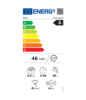 Bosch | Washing Machine | WGG2440RSN | Energy efficiency class A | Front loading | Washing capacity 9 kg | 1400 RPM | Depth 59 c