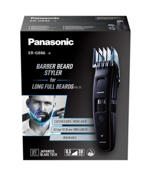 Panasonic | Beard trimmer | ER-GB86-K503 | Number of length steps 57 | Step precise 0.5 mm | Black | Cordless