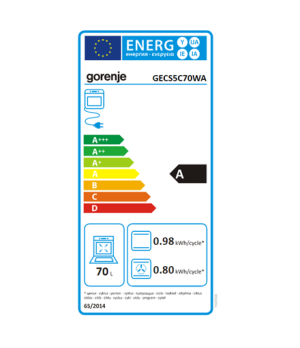 Gorenje | Cooker | GECS5C70WA | Hob type Vitroceramic | Oven type Electric | White | Width 50 cm | Grilling | LED | Depth 59.4 c