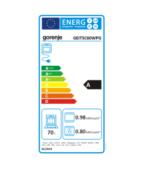 Gorenje | Cooker | GEIT5C60WPG | Hob type Induction | Oven type Electric | White | Width 50 cm | Grilling | Depth 59.4 cm | 70 L