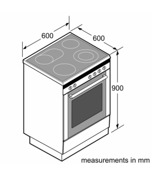 Bosch | Cooker | HKA090220U Series 2 | Hob type Vitroceramic | Oven type Electric | White | Width 60 cm | Grilling | Depth 60 cm