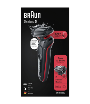 Braun | Shaver | 51-R1000s | Operating time (max) 50 min | Wet & Dry | Black/Red