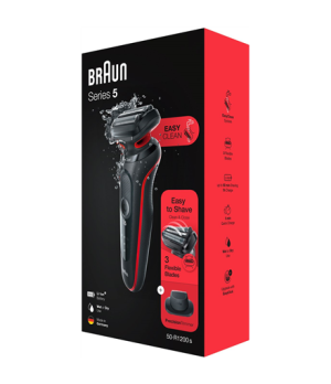 Braun | Shaver | 51-R1200s | Operating time (max) 50 min | Wet & Dry | Black/Red