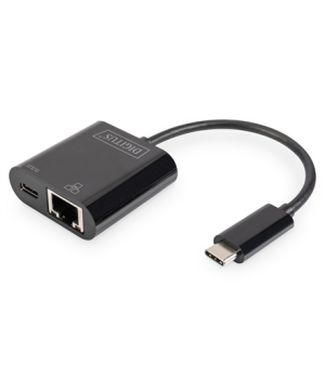 Digitus | USB-Type-C Gigabit Ethernet Adapter + PD with power delivery function | DN-3027 | Black | USB-C port to a Gigabit netw