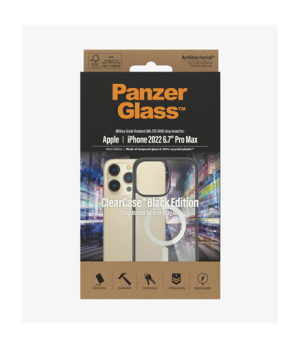 PanzerGlass | ClearCase with Black Frame MagSafe Compatible | Apple | iPhone 14 Pro Max | Clear | MagSafe compatible Military Gr