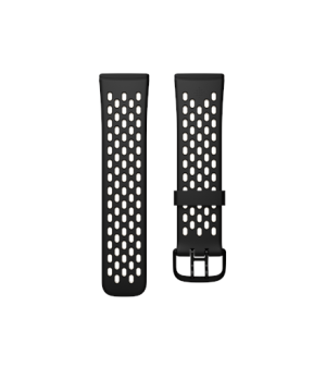 Fitbit | Versa 3/Sense Sport Band, Black/Lunar White - Large | Breathable Water-Resistant Silicone | Stylish Two-Tone Design Dou