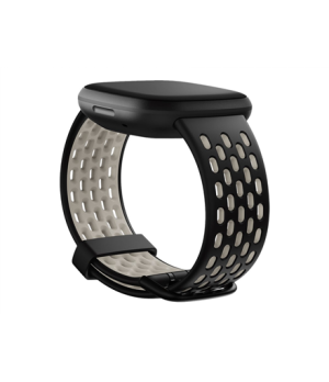 Fitbit | Versa 3/Sense Sport Band, Black/Lunar White - Small | Breathable Water-Resistant Silicone | Stylish Two-Tone Design Dou