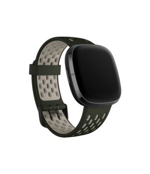 Fitbit | Versa 3/Sense Sport Band, Evergreen/Lunar White - Large | Breathable Water-Resistant Silicone | Stylish Two-Tone Design